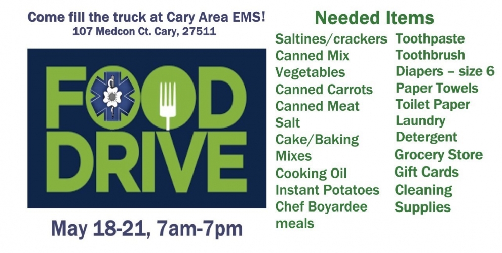 Cary EMS Food Drive Benefits Dorcas Pantry - Cary Magazine